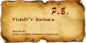 Pluhár Barbara névjegykártya